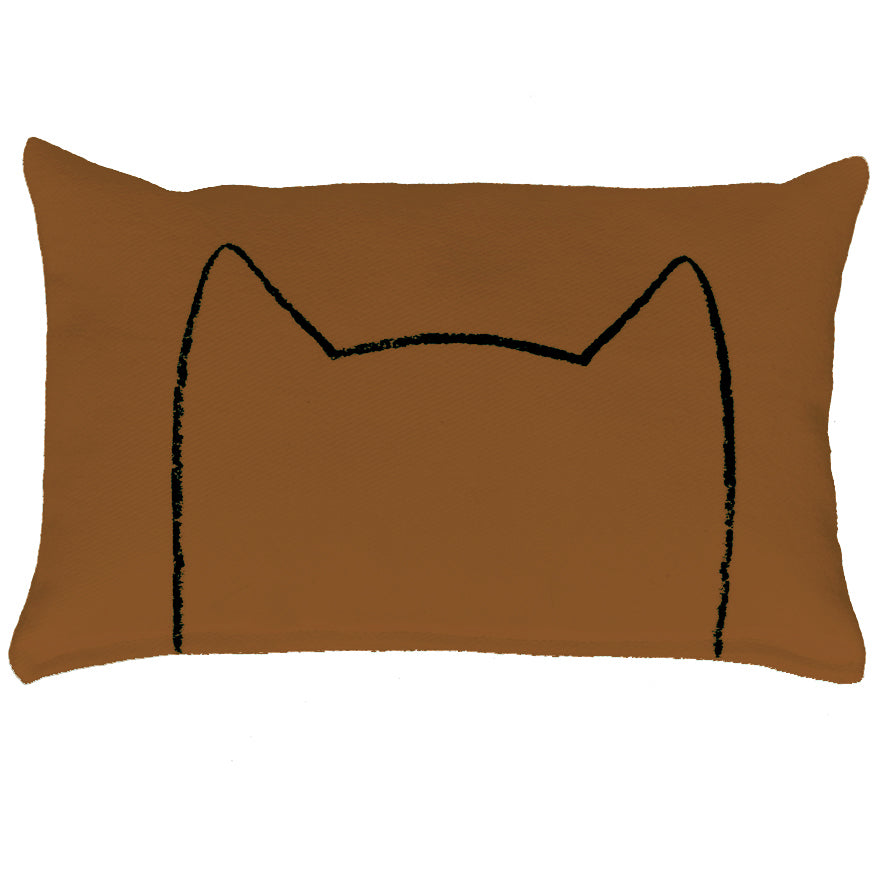 Brown Xenotees mini cat bed pillow, a hand-sewn kicker toy about 9 x 6 inches