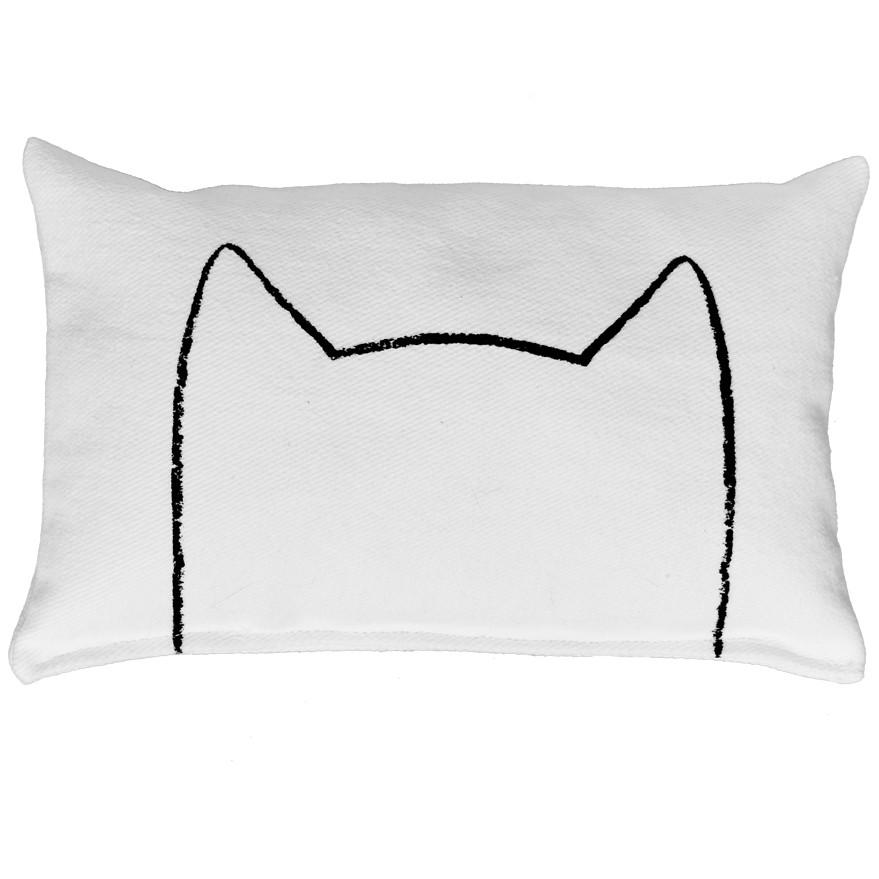 White Xenotees mini cat bed pillow with a small amount of organic catnip inside