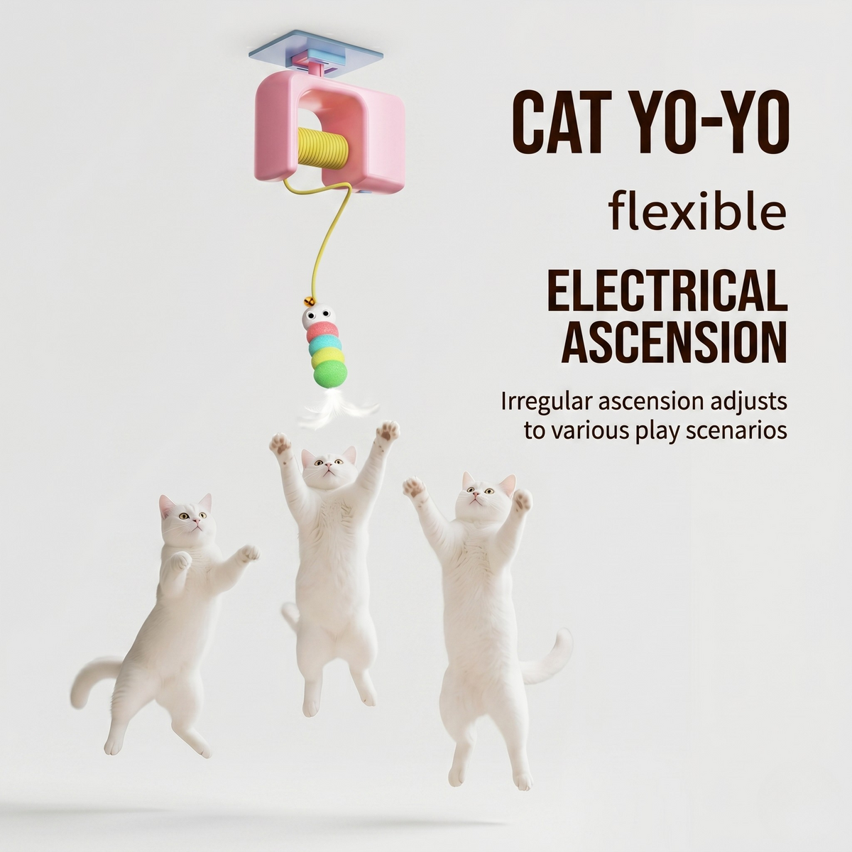 Automatic yo-yo cat teaser that shuts off after a 10-minute play cycle